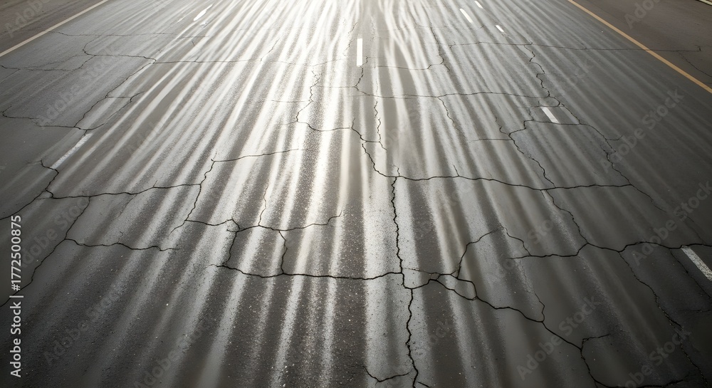 Obraz premium Cracked Asphalt Road with Sunlight