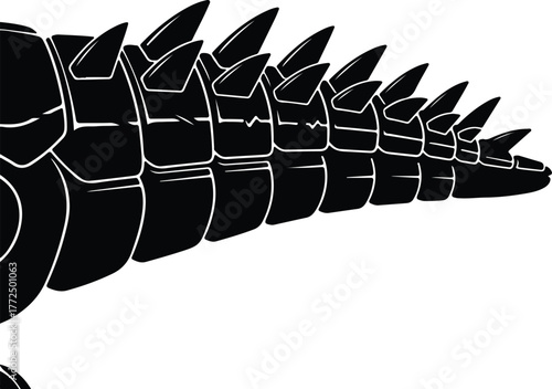 Silhouette alligator tail scales design isolated vector illustration
