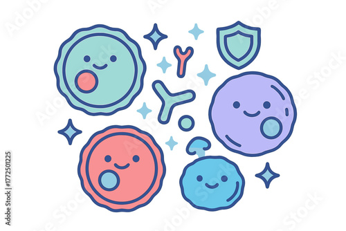 Adorable stylized immune system cells and antibodies with a protective shield