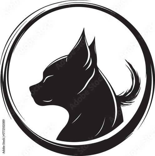 Elegant Sitting Wolf – Vector Logo Design