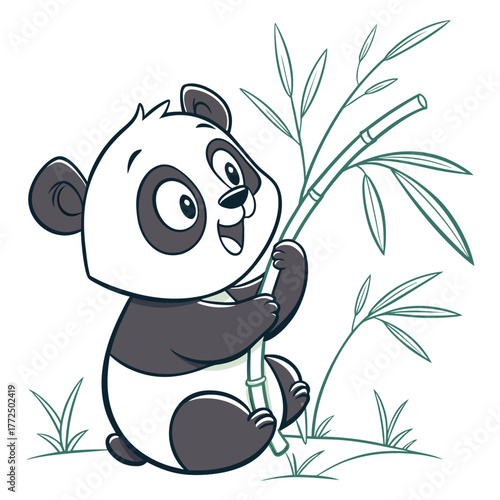 White Background Cute Panda Clipart Vector,  Animal on White