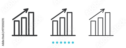 Growing Bar Chart icon. Thin line icon vector