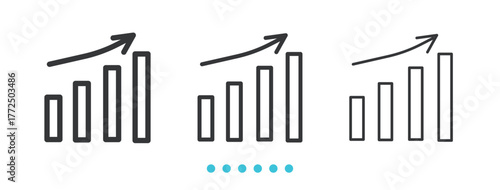 Growth Bar Chart icon. Thin line icon vector
