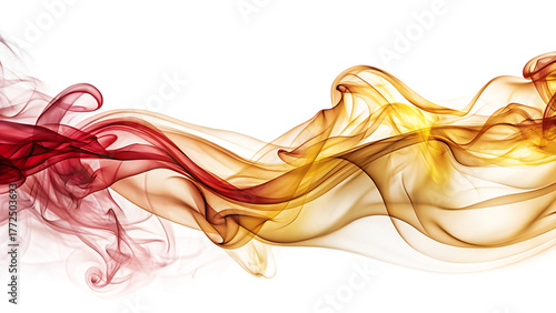 Crimson and Gold Smoke, Ethereal wispy trails swirling and flowing, cutout, PNG, isolated on white or transparent background, AI