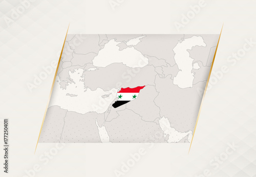 Syria Country Map Featuring National Flag Colors.