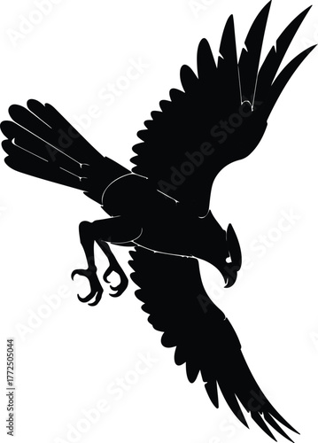 Silhouette of a soaring hawk predatory bird vector illustration