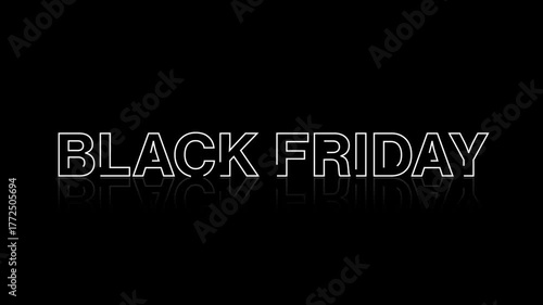 black friday promo text word lettering typography animation video, sale marketing offer discount day intro outro white outline line art High-quality footage
