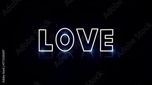 love promo text word lettering typography animation video, valentine day intro outro white outline line art High-quality footage
