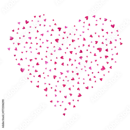 Watercolor frame in the shape of a heart. Heart frame in a pattern with scattered hearts. romantic elements with a pattern on a transparent background. Frames for Valentine's Day.