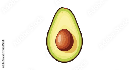 A single half of an avocado with its pit is shown against a white background.