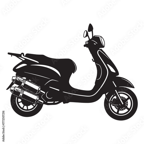 Black scooter isolated on white background