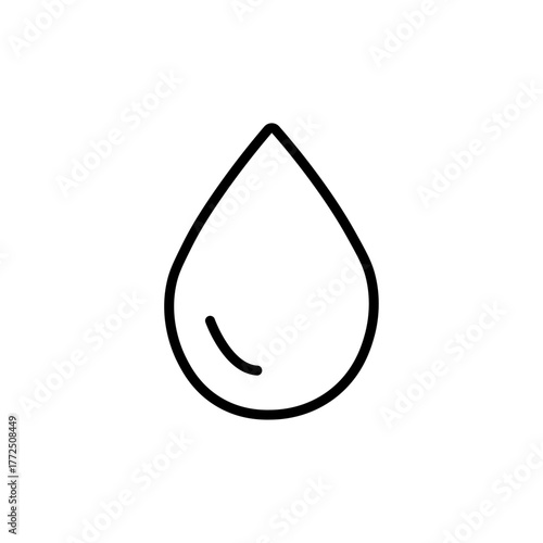 Minimal line raindrop icon — clean outline water drop symbol for weather, liquid, nature, or purity concepts, simple flat vector design for apps, climate graphics, and eco illustrations