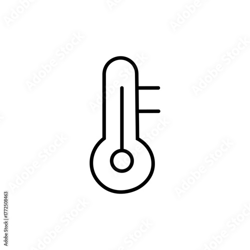 Minimal line thermometer icon — clean outline temperature symbol for weather, climate, medical, or science concepts, simple flat vector design for apps, forecast, and infographic illustrations