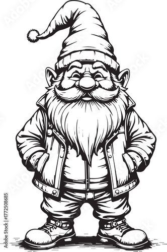 Wallpaper Mural Festive Gnome Wearing Winter Coat Holding Hands in Pockets Torontodigital.ca