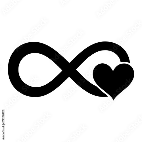 Black vector of an infinity heart representing everlasting love, passion, and togetherness