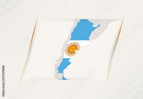 Argentina Country Map Featuring National Flag Colors.
