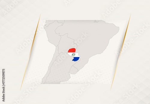 Paraguay Country Map Featuring National Flag Colors.