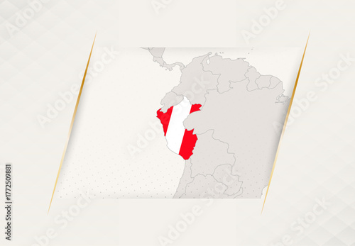 Peru Country Map Featuring National Flag Colors.