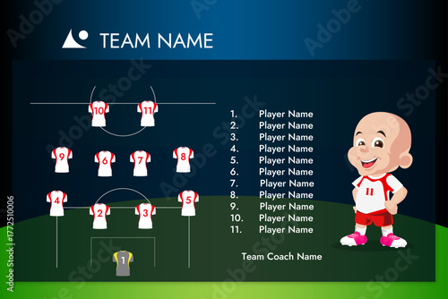 Football banner team composition for the game graphics information