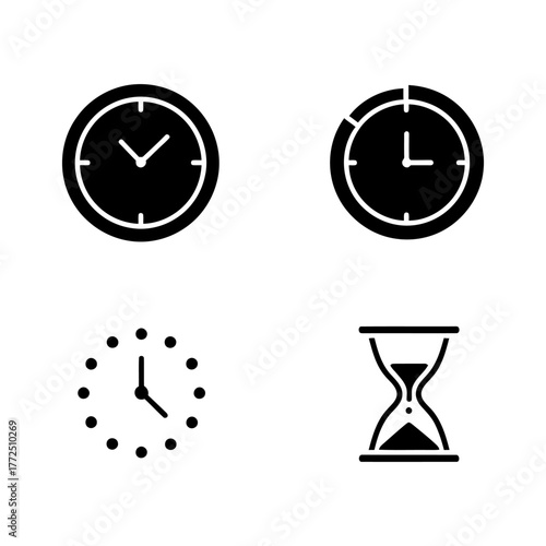 Clock Icon Set – Flat Line Time Icons Collection
