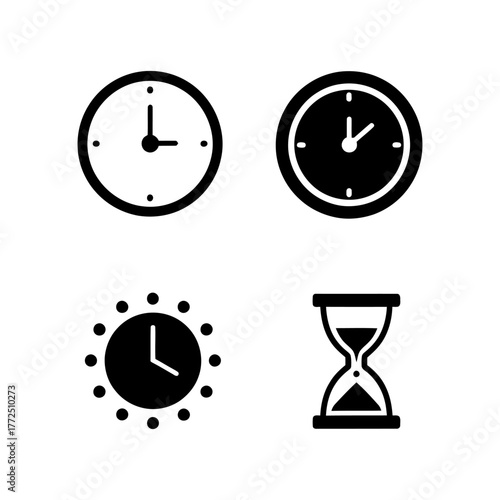 Clock Icon Set – Flat Line Time Icons Collection