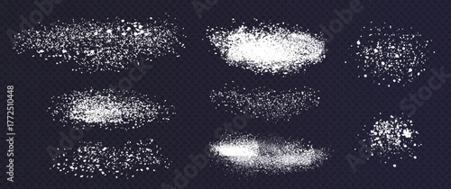 Falling sugar or salt crystals on a transparent background. White sugar or salt. Vector illustration.