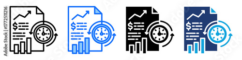 Historical Data Analysis Icon Set Multi Style Vector Illustration