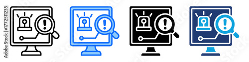 Fault Detection Icon Set Multi Style Vector Illustration