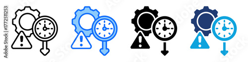 Downtime Reduction Icon Set Multi Style Vector Illustration