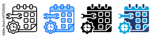 Maintenance Scheduling Icon Set Multi Style Vector Illustration
