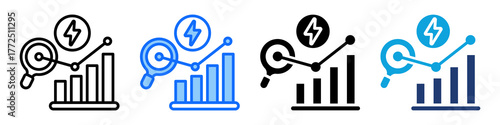 Energy Consumption Analysis Icon Set Multi Style Vector Illustration