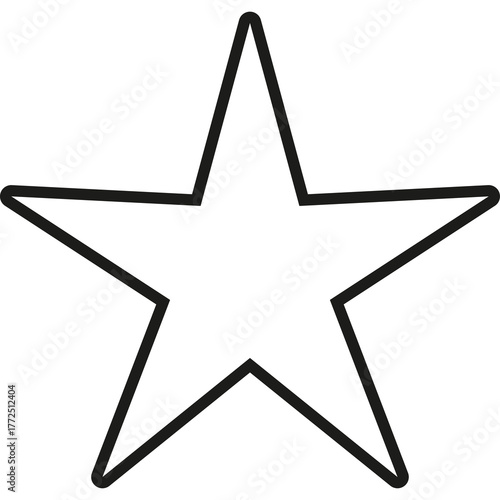 A Simple White Five Pointed Star Outline on a Transparent Background.
