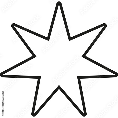 A Simple White Seven Pointed Star Shape With A Black Outline On A Transparent Background Representing A Star Or A Symbol Of Excellence And Achievement