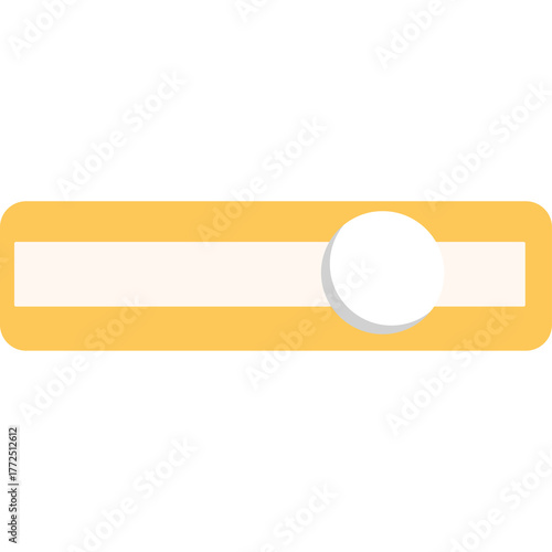 A Simple Yellow and White Horizontal Slider Control Element with a White Circle Knob on a Transparent Background