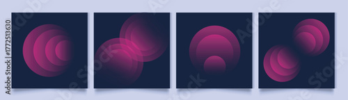Abstract circle backgrounds set with modern abstract dark color gradient patterns.