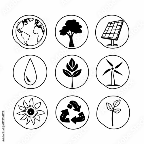 ecology icons set