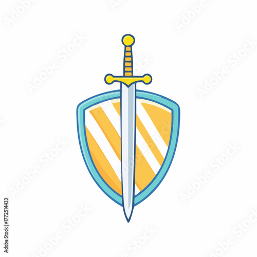 Medieval Shield and Sword Icon representing protection, strength, and defense in fantasy and history