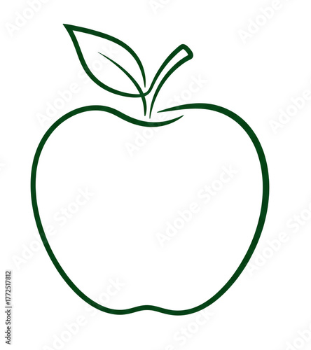 A minimalist apple outline with a stem in a simple, continuous line art style