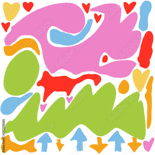 . Vibrant retro abstract background with geometric shapes and bold colors. Perfect for adding a touch of nostalgia to your designs.