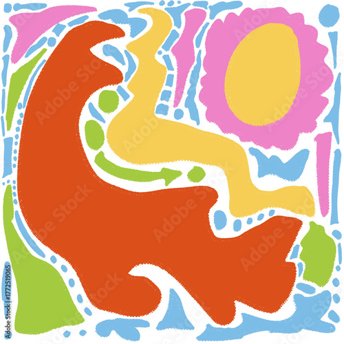 . Vibrant retro abstract background with geometric shapes and bold colors. Perfect for adding a touch of nostalgia to your designs.