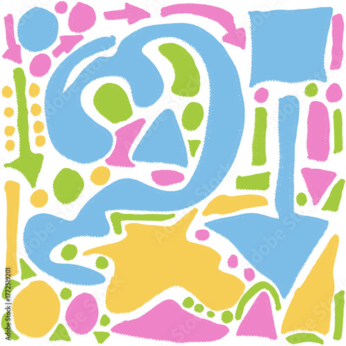 . Vibrant retro abstract background with geometric shapes and bold colors. Perfect for adding a touch of nostalgia to your designs.