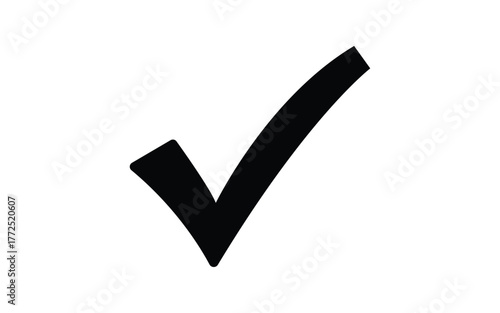 Simple Isolated Black Check Mark Illustration on White Background