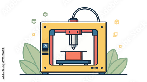 3D Printer with red interior creating an object