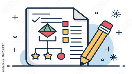 Diagram on paper being drawn with a yellow pencil