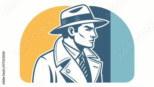 Retro detective in a fedora looking in profile view