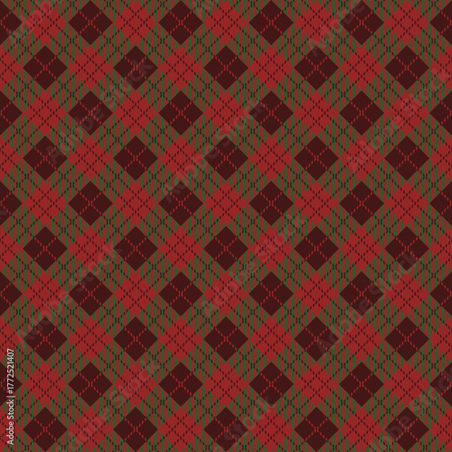 Warm Red Brown Argyle Pattern