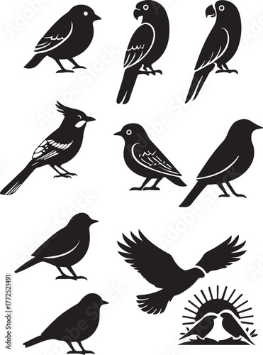 sillhoutte art set bird eps