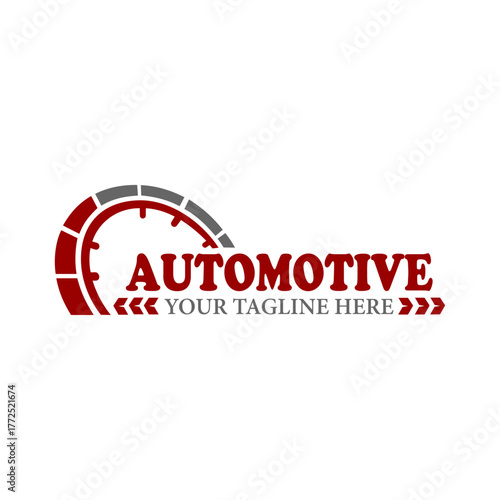 Automotive logo concept with a modern car speedometer style. Vector Illustration