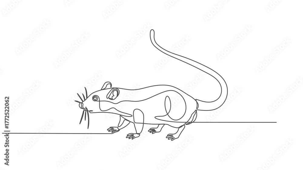 rat continuous one line drawing animation, Continuous line Cute mouse ...