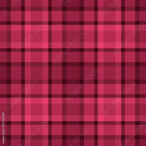 Clothing check textile seamless, english plaid background fabric. Rich texture vector pattern tartan in red and temptation colors.